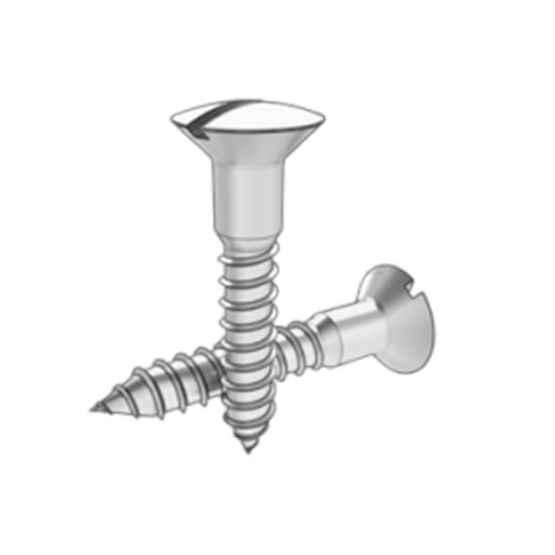 Wkręt do drewna z łbem stożkowym z rowkiem i podwyższonym łbem stożkowym